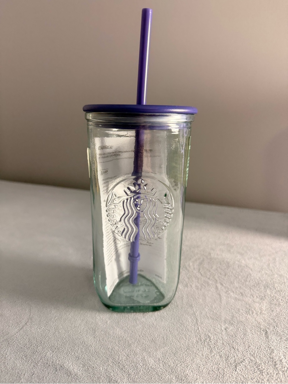 Starbucks glass tumbler with straw